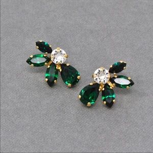 Emerald and crystal earrings